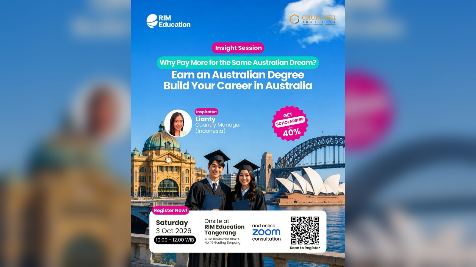 Churchill Institute Info Session: Study Business or IT in Australia with Scholarships up to 40%