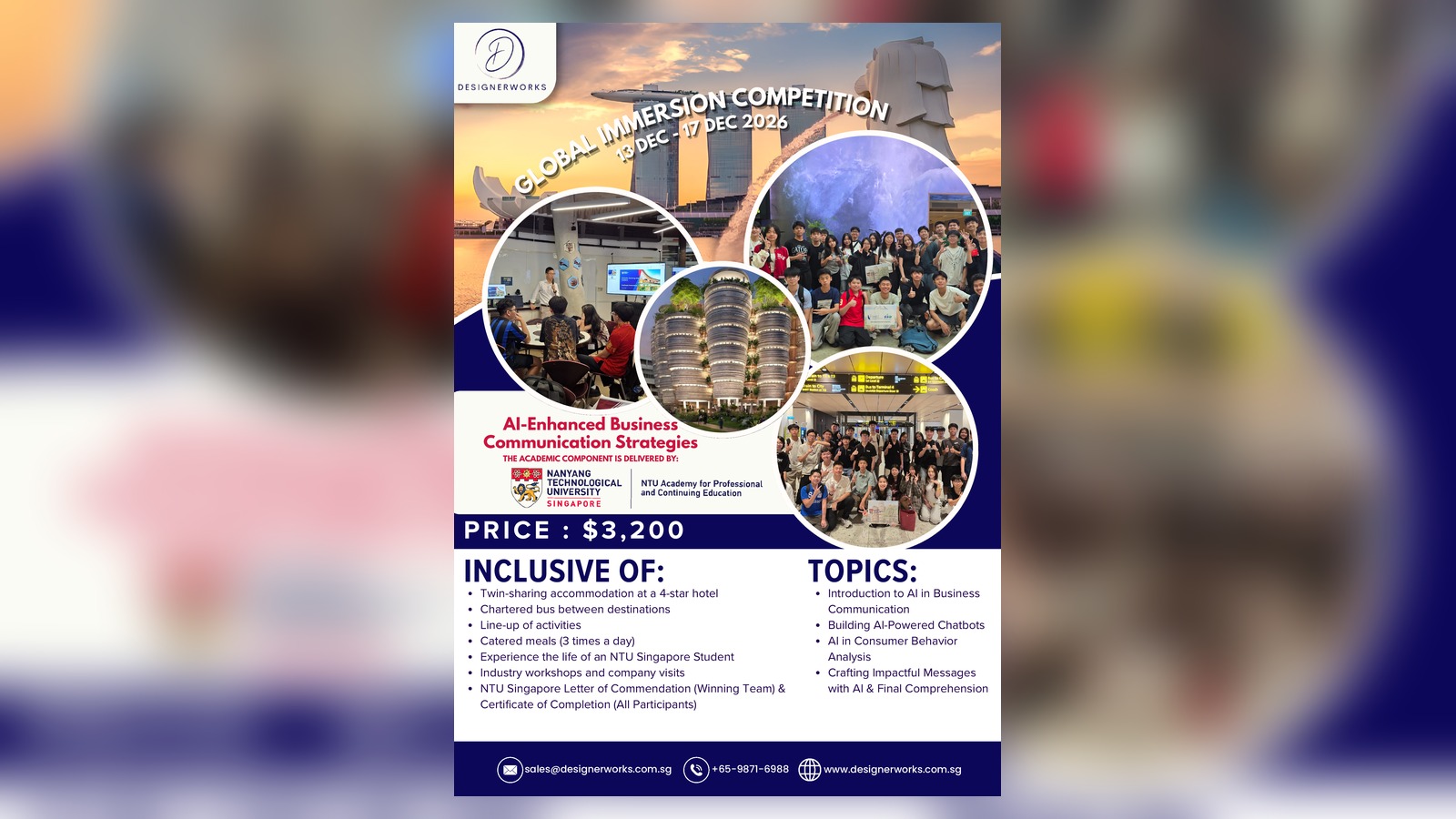 NTU Global Immersion Competition 2026: Study AI Business Communication in Singapore