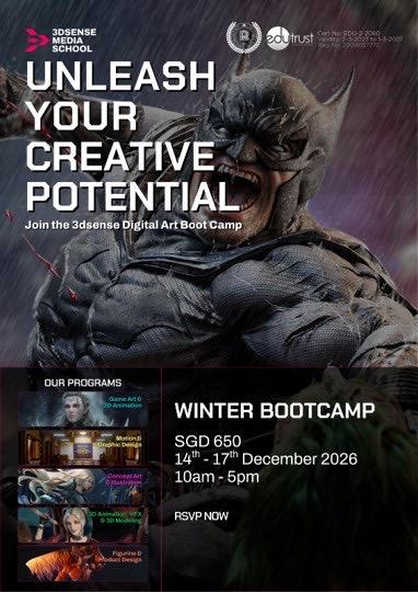 3dsense Winter Bootcamp 2026: Explore Character Design, 3D, Animation, and VFX in Singapore
